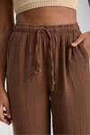 Kahve Müslin Oversize Palazzo Pantolon