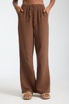 Kahve Müslin Oversize Palazzo Pantolon