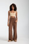 Kahve Müslin Oversize Palazzo Pantolon