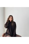 Kahve Oversize Basic Uzun Kazak