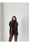 Kahve Oversize Basic Uzun Kazak