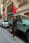 Kahve Uzun Detay Tül Elbise