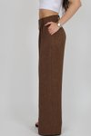 Kahverengi Apoletli Keten Palazzo Pantolon