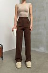 Brown Jacquard Velcro Palazzo Pants