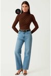 Kahverengi Kahve Uzun Kollu Büzgülü Bluz