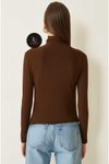 Kahverengi Kahve Uzun Kollu Büzgülü Bluz