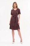 Brown Midi Summer Dress with Front Button Detail