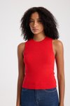 Red Basic Crop Knit