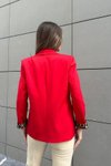 Kırmızı Leopar Detaylı Blazer Ceket