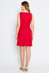 Kırmızı Mini Askılı Kare Yaka Geniş Akılı Diz Üstü Elbise