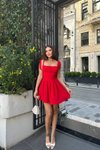 Red Mini Strappy Lady Back Detail Dress