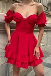 Kırmızı Mini Owen Sırt Detay Elbise