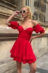 Kırmızı Mini Owen Sırt Detay Elbise