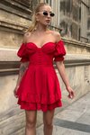 Kırmızı Mini Owen Sırt Detay Elbise