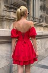 Kırmızı Mini Owen Sırt Detay Elbise