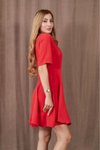 Kırmızı Mini Volanlı Kısa Kollu Yazlık Giy Çık Elbise