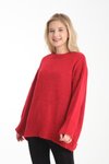 Kırmızı Oversize Basic Uzun Kazak
