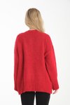 Kırmızı Oversize Basic Uzun Kazak