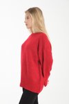 Kırmızı Oversize Basic Uzun Kazak