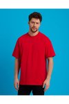 Kırmızı Pamuklu Unisex Oversize Basic T-shirt