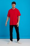 Kırmızı Pamuklu Unisex Oversize Basic T-shirt