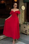 Kırmızı Uzun Bloom Elbise