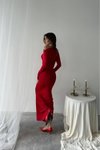 Kırmızı Uzun Likralı Abiye Elbise