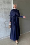 Lacivert Beril Tesettür Abiye Elbise