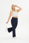 Lacivert Buyuk Beden Fitilli İspanyol Paça Pantolon Tayt