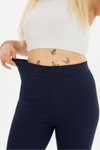 Lacivert Buyuk Beden Fitilli İspanyol Paça Pantolon Tayt