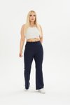 Lacivert Buyuk Beden Fitilli İspanyol Paça Pantolon Tayt
