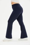 Lacivert Buyuk Beden Fitilli İspanyol Paça Pantolon Tayt