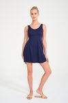 Lacivert Etekli Elbise Deniz Ve Havuza Uygun Hızlı Kuruma Özellikli Mayo