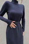 Lacivert Midi M.d Orijinal Kemerli Elbise
