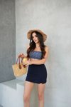 Lacivert Mini Yandan Yırtmaçlı Şort Etek