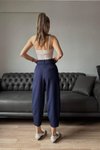 Lacivert Pileli Şalvar Pantolon