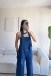 Lacivert Straplez Asimetrik Bluz Pantolon Fularlı İkili Takım