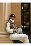 Leopar Desenli Oversize Kışlık Yelek