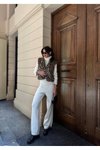 Leopar Desenli Oversize Kışlık Yelek