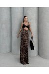 Leopar Uzun Saten Kumaş Etek