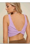 Lila Çift Yüz Ön Ve Arka Kullanımlı Crop Top
