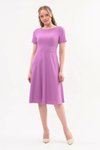 Lila Midi Bisiklet Yaka Krep Elbise