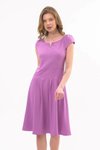 Lila Midi Yazlık Pile Detaylı Elbise