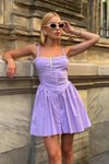 Lila Mini Askılı Vanessa Dantel İşleme Elbise