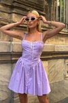 Lila Mini Askılı Vanessa Dantel İşleme Elbise
