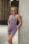 Lilac Mini Rose Halter Neck Backless Dress