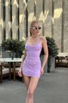 Lilac Mini Backless Strappy Cowl Neck Dress