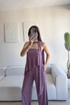 Lila Straplez Asimetrik Bluz Pantolon Fularlı İkili Takım