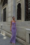 Lila Uzun Kaylee Askılı Elbise