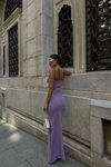 Lila Uzun Kaylee Askılı Elbise